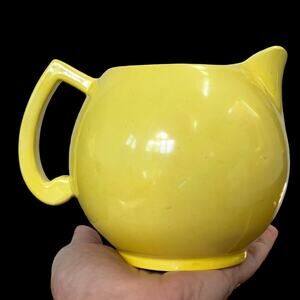 Vintage Yellow Ball Creamer Pitcher Czechoslovakia Mid Century Art Deco READ
